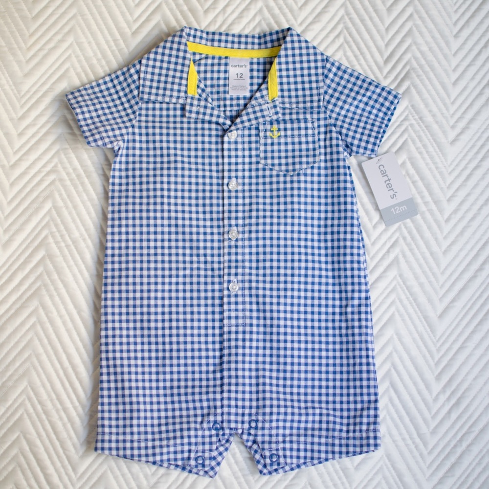 NWT! Carter’s Baby Boy Gingham Romper
